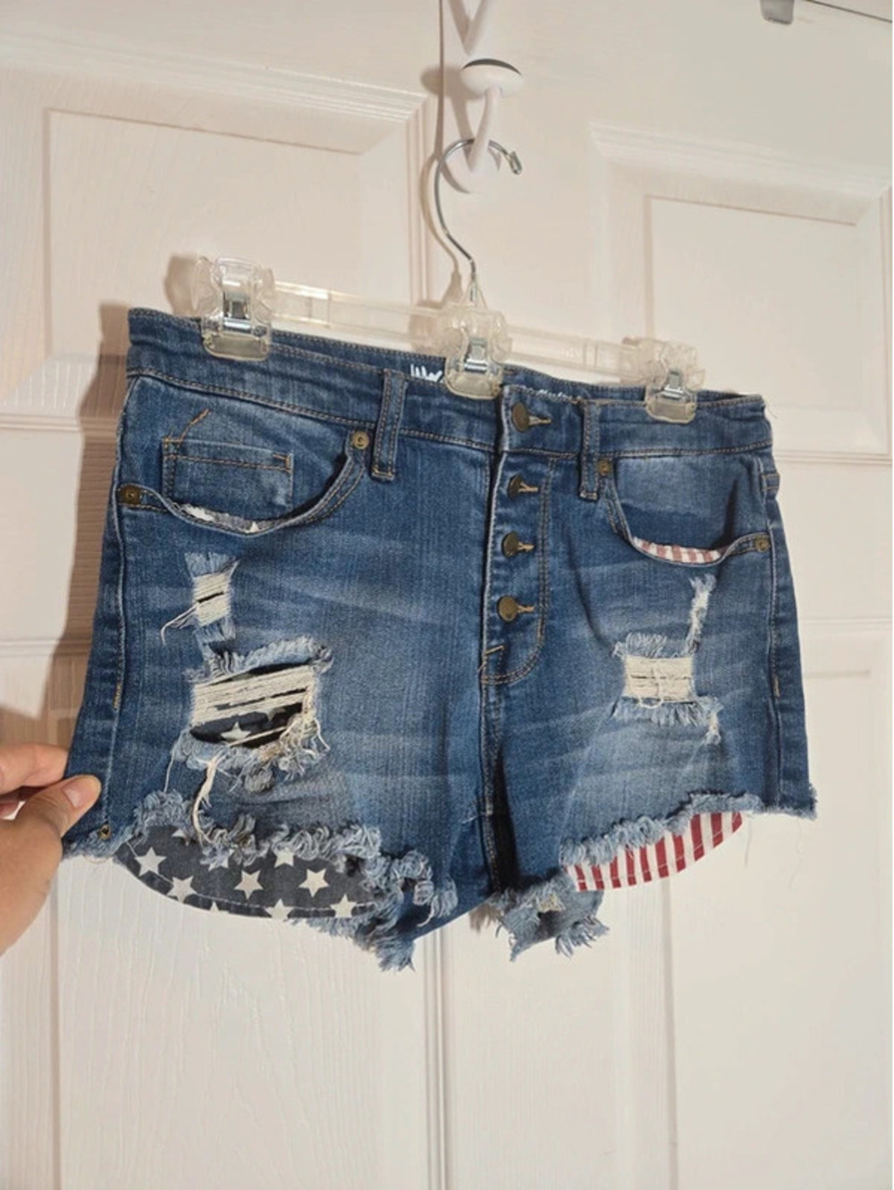 Mossimo jean shorts with flag design size 6